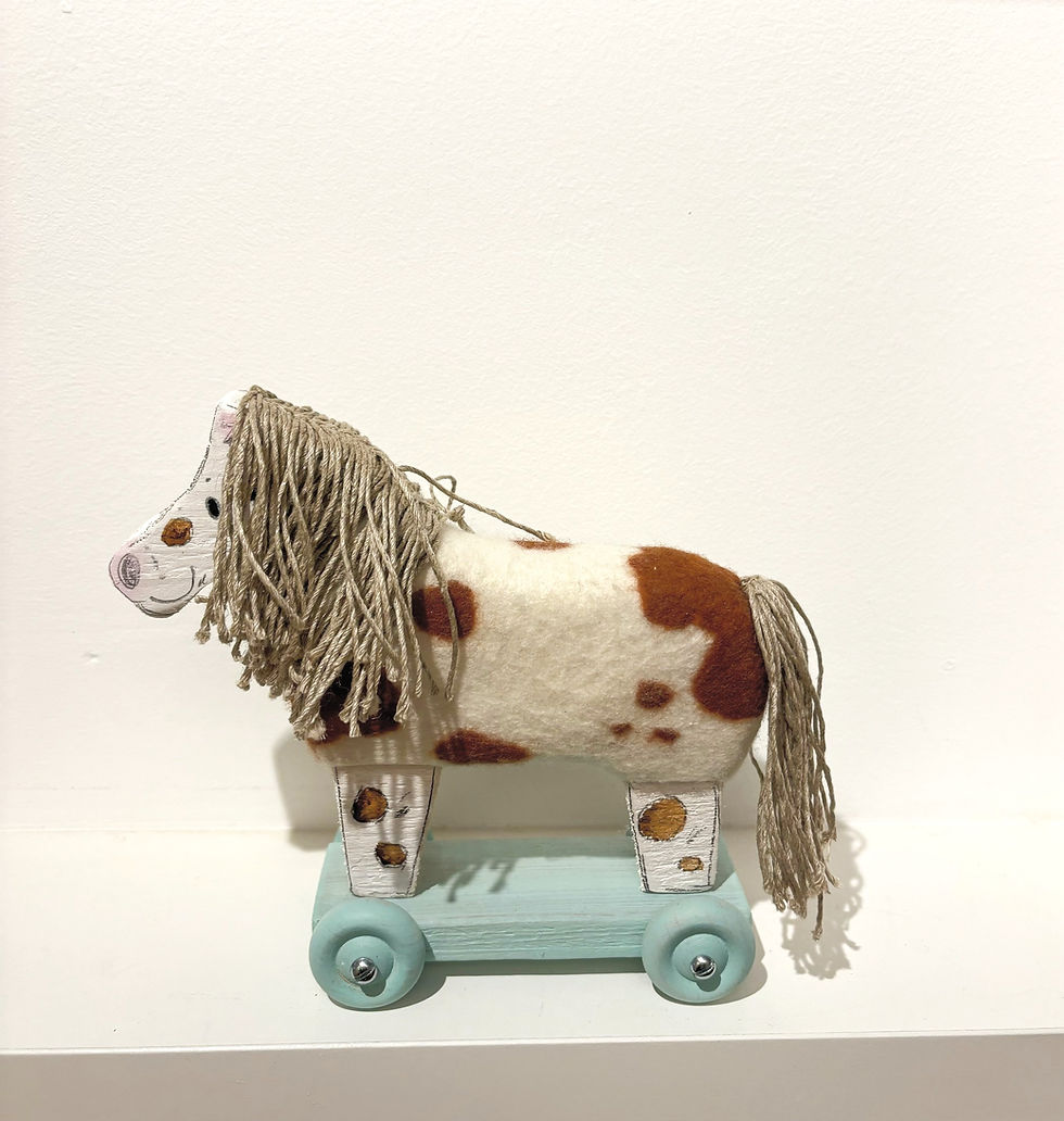 Miniaturbild: Pony Ziehtier aus Holz und Wolle