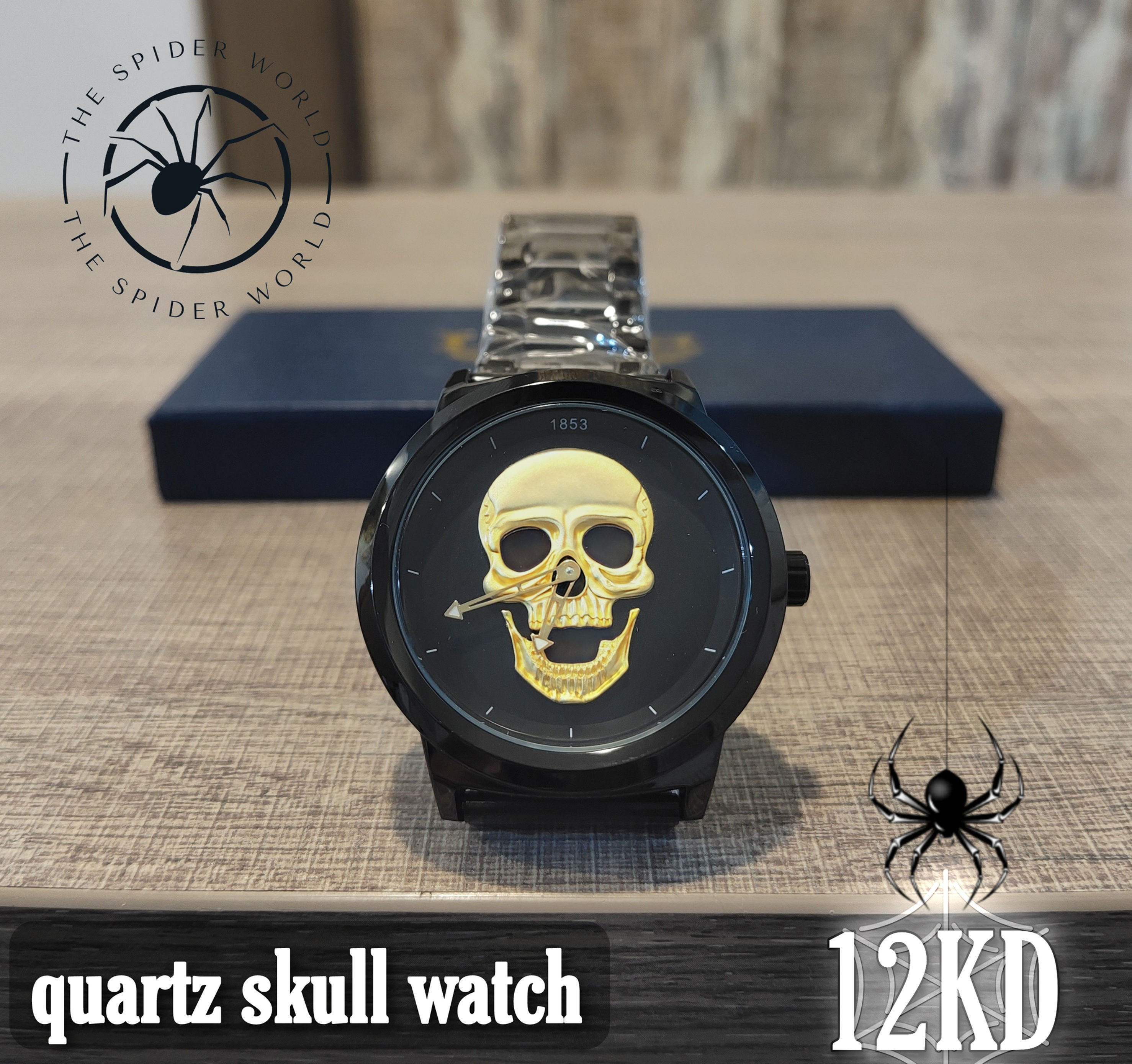 3D skull quartz watch