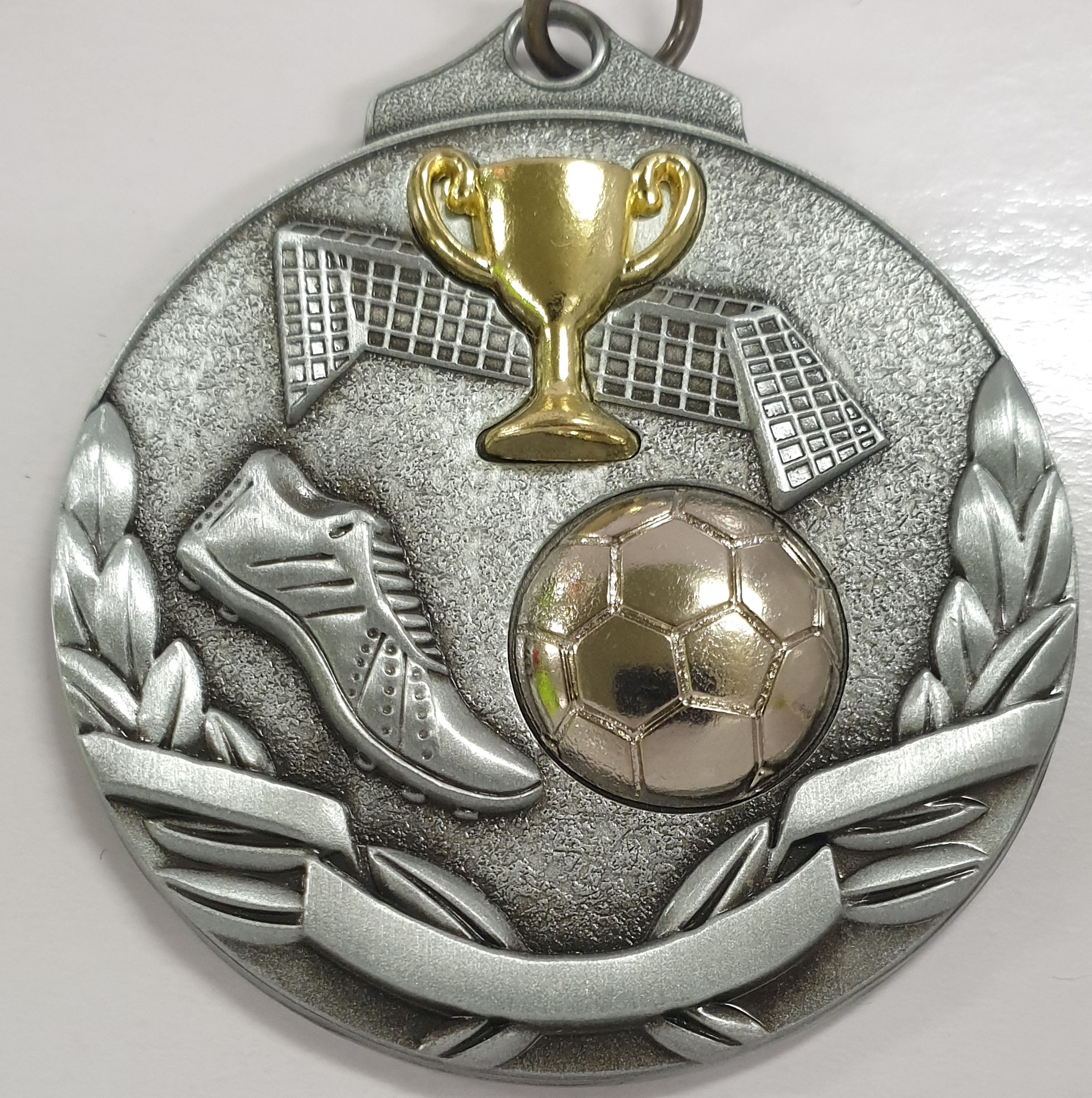 3D Silver Football Soccer Medal