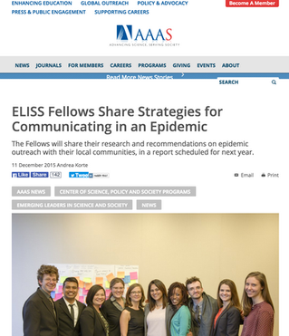 2015 ELISS Fellows present “Re-Imaging Epidemic Communication Strategies" at AAAS in Washington