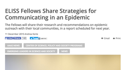 2015 ELISS Fellows present “Re-Imaging Epidemic Communication Strategies" at AAAS in Washington