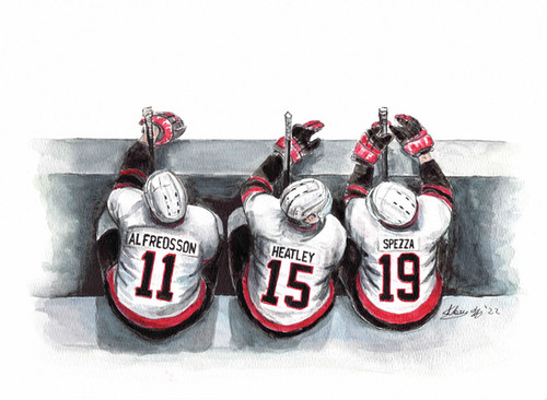 Pizza Line - Ottawa Senators Bench - Alfredsson, Heatley & Spezza