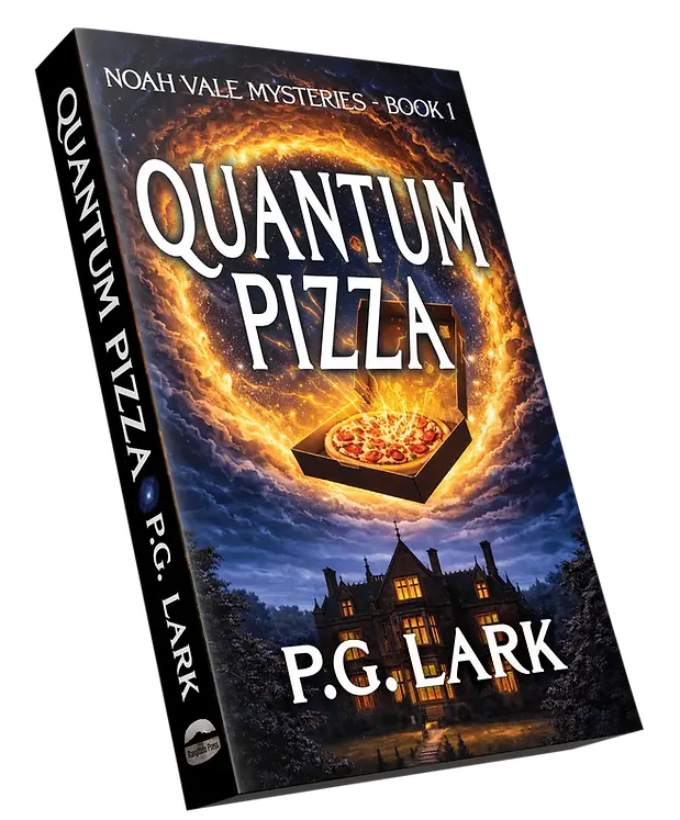 Quantum Pizza book cover by P.G. Lark, YA science fiction mystery novel