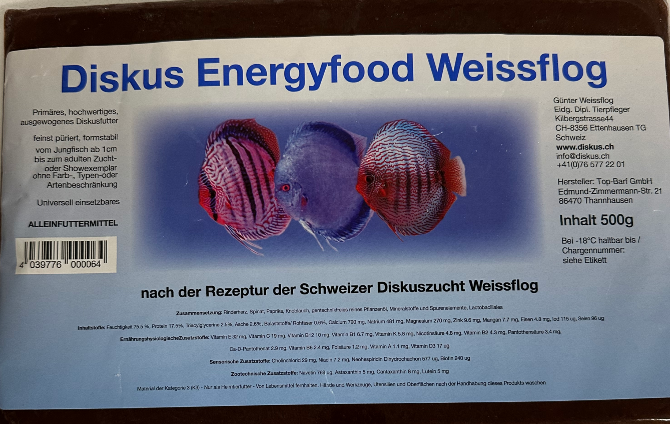 Discus Runderhart weisflogg energyfood 500 gram