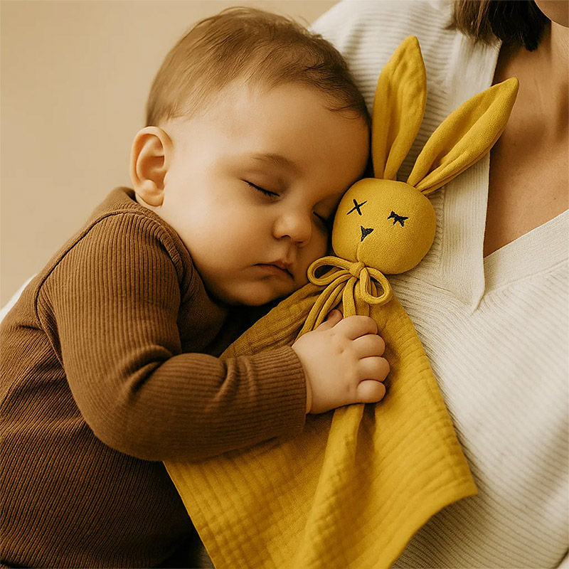 Miniature : doudou lange coton biologique lapin papate garçons