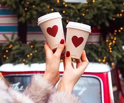 brand activation for galentines with custom cups for craft lattes by epicure mobile bar