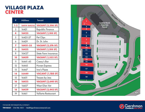 Shopping center layout with store listings and map.