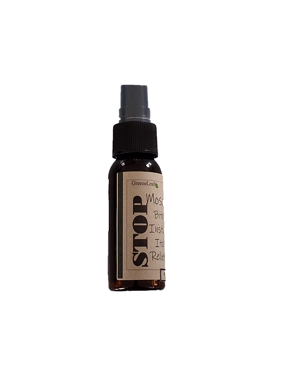 1oz STOP: Mosquito Bite and Instant Itch Relief Spray bottle front view wo/background
