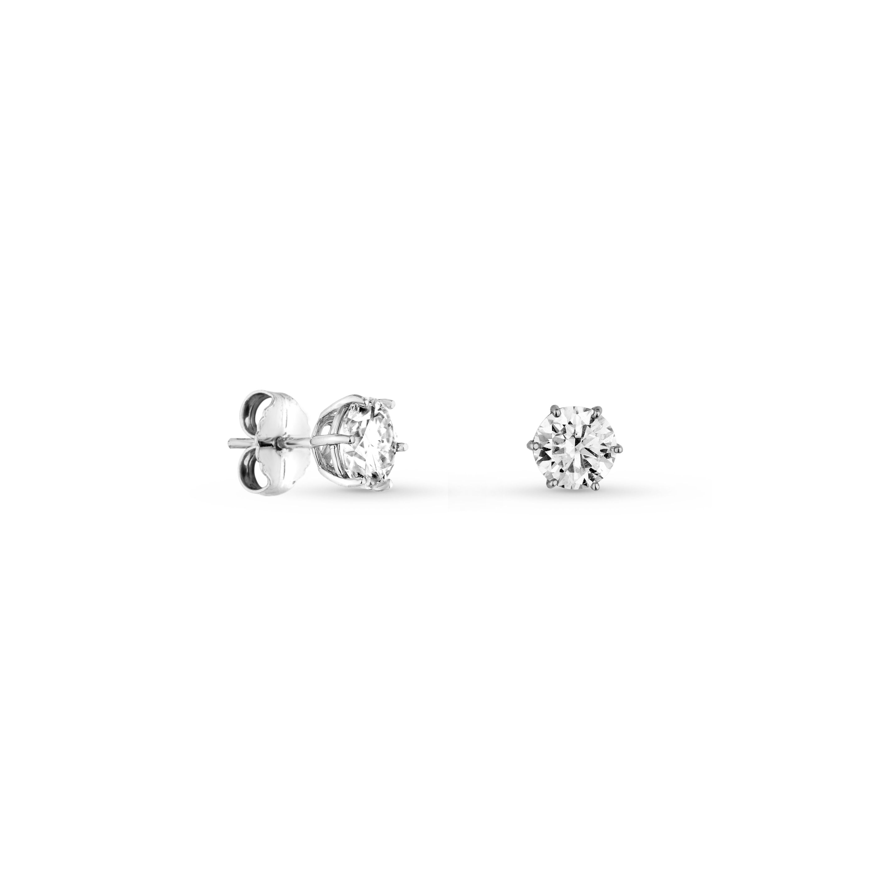 Brinco Ponto de luz 5.0 mm -1.0 Ct Moissanites Prata 925 & Banho Ouro branco