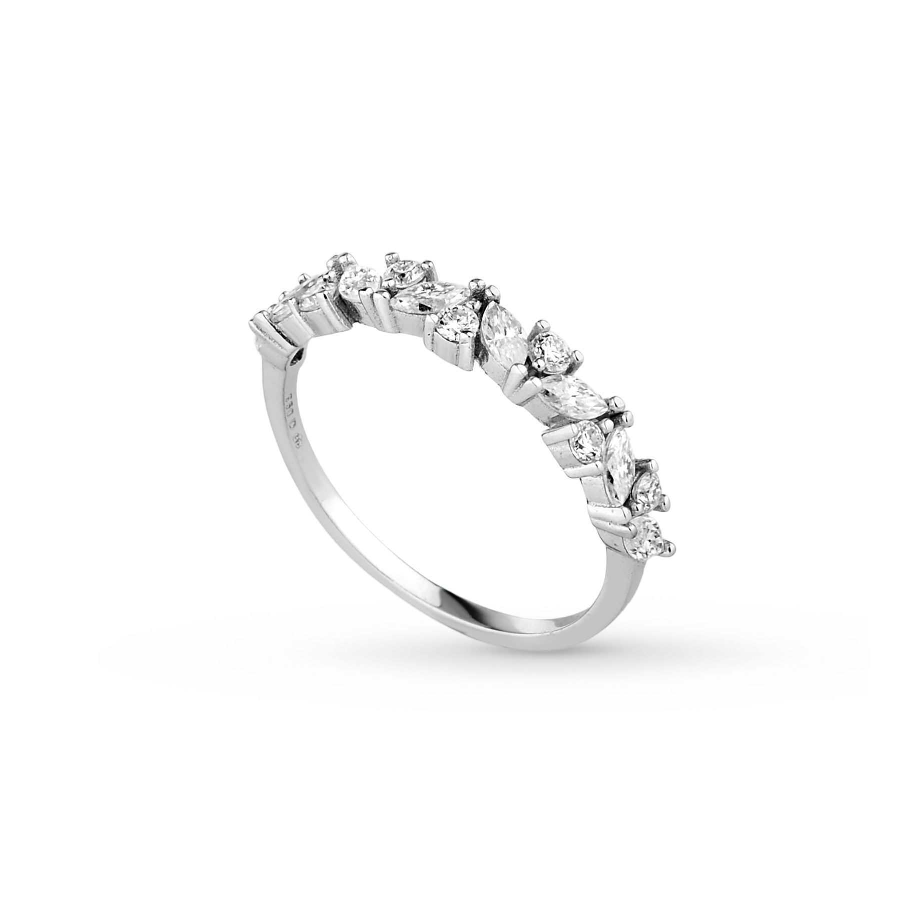 Aparador Navetes 0.16 Ct - 1.25 Mm Moissanites Prata & Banho Ouro Branco