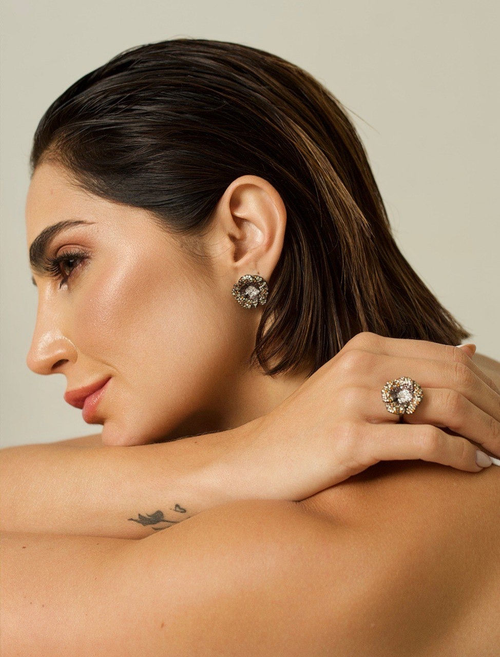 Miniatura: Anel  Outono Zirconias & Rodio Negro