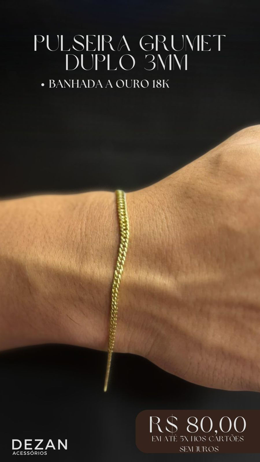 Pulseira Grumet Dupla 3mm B.18k