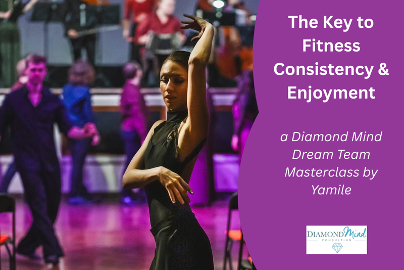 female dancer in a sensual pose, other dancers blurry in the background