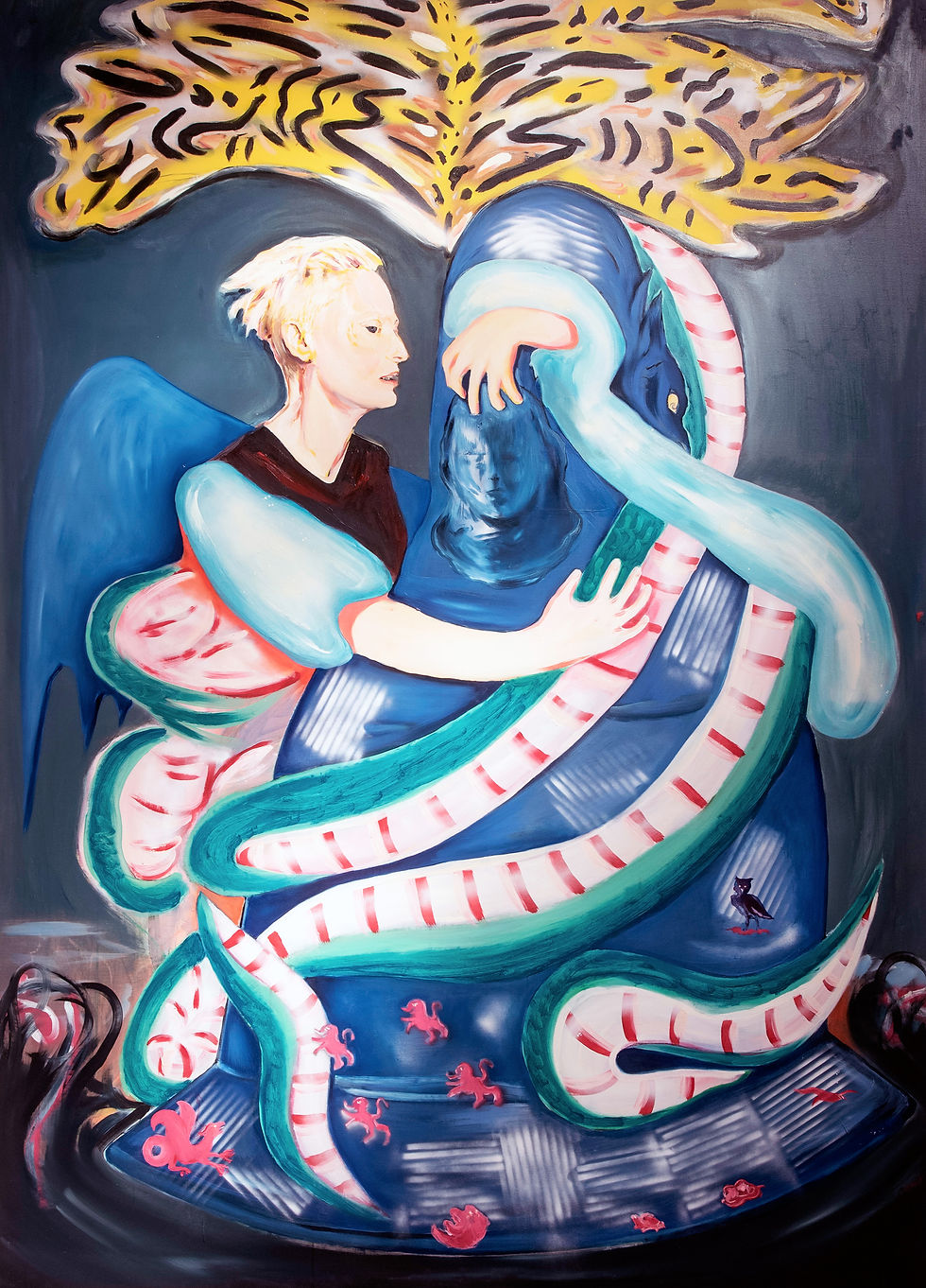 The Pure And The Damned olio, acrilico e spray acrilico su tela, 193 x 140 cm