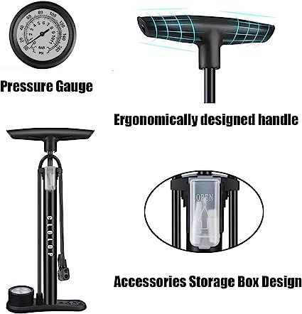 Thumbnail: CLOLOP Pompe à vélo Pompe à Pied pour vélo valves Presta et Schrader