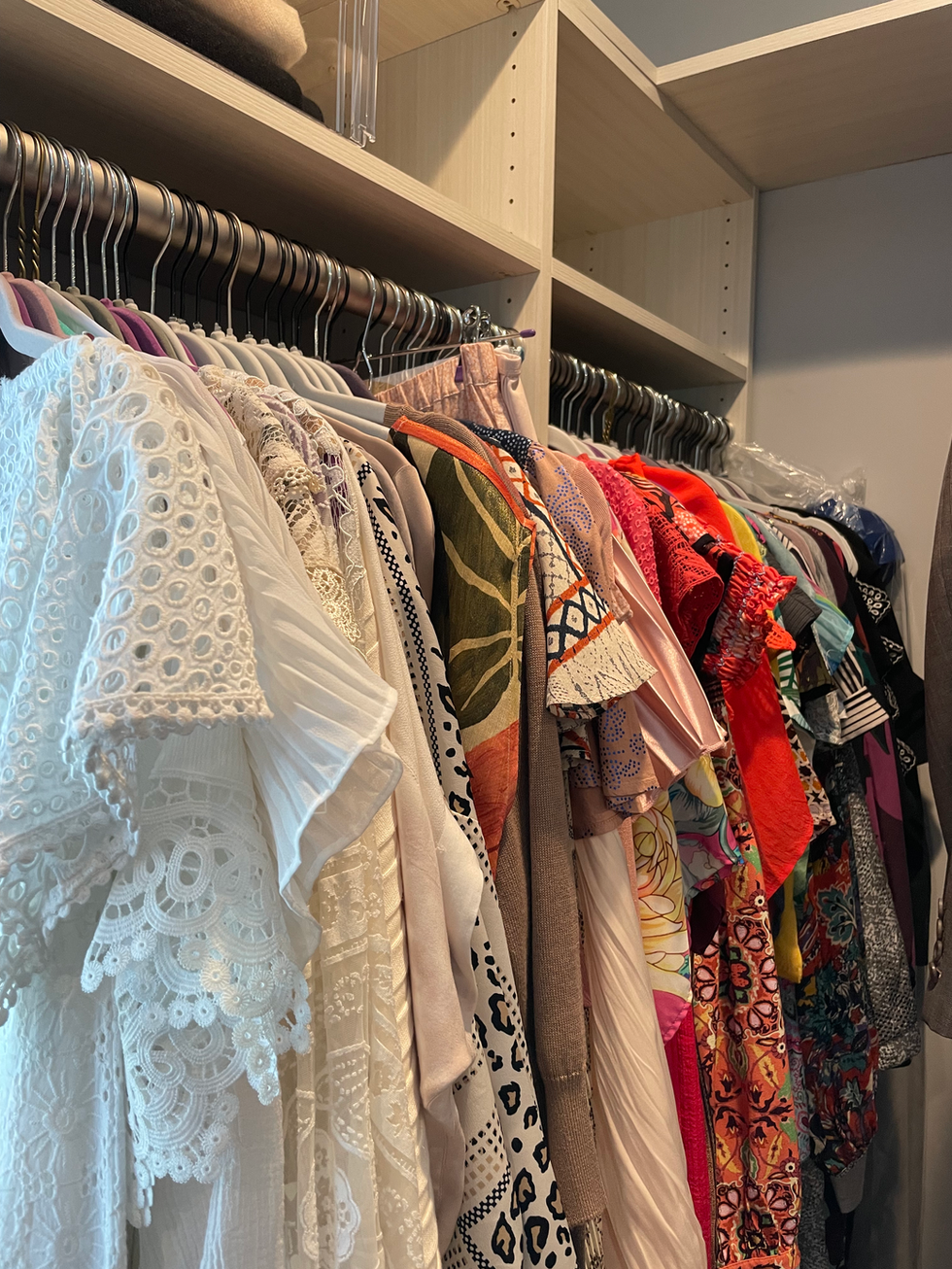 blouses organized on hangers