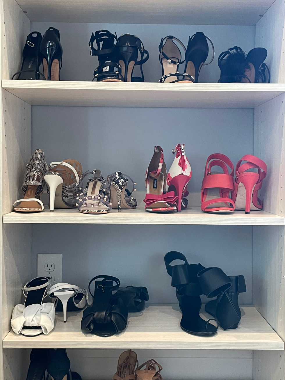 organized high heel shoes