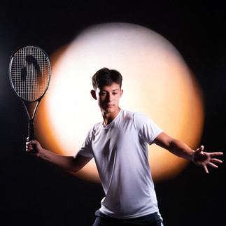Shirtless tennis player cooling down, water bottle in hand