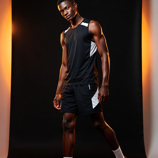 Droplets of sweat run down a toned back in the morning sun