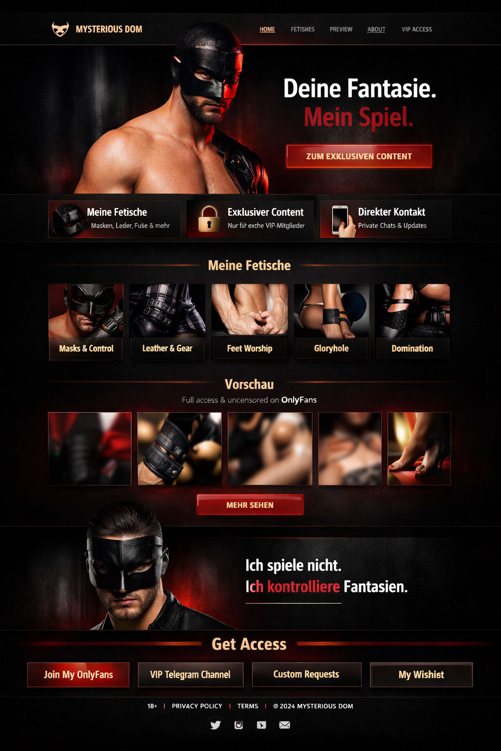 MysteriousForge – Masked Dom Fetish Landing Page Template