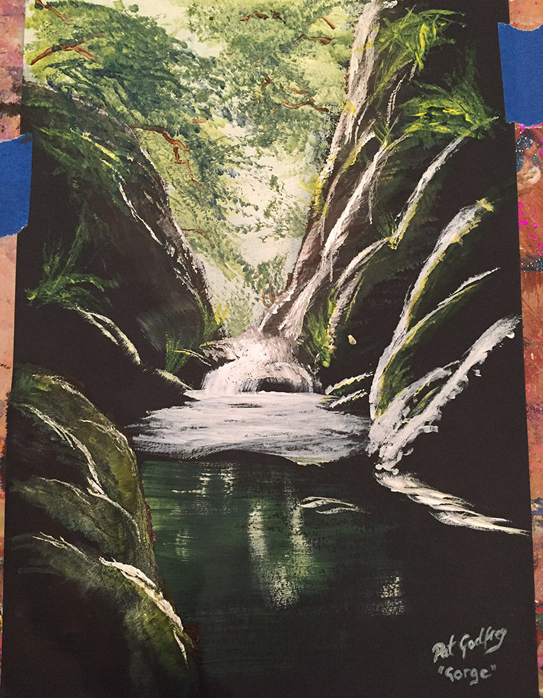 Peter Cunningham's student's painting of a gulley