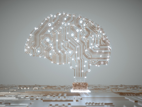 Wired and lit brain attached to circuit board