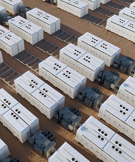 Image of utility-scale battery energy storage system (BESS) container units in the desert