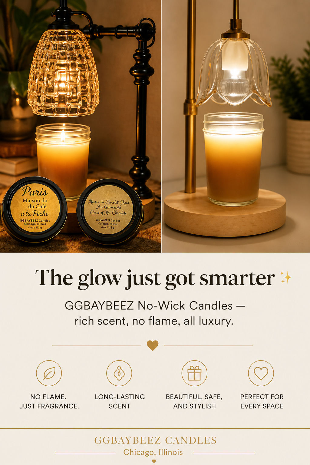 GGBAYBEEZ No-Wick Candle Experience Set (Includes 1 Lamp Warmer & 1 Fragrance