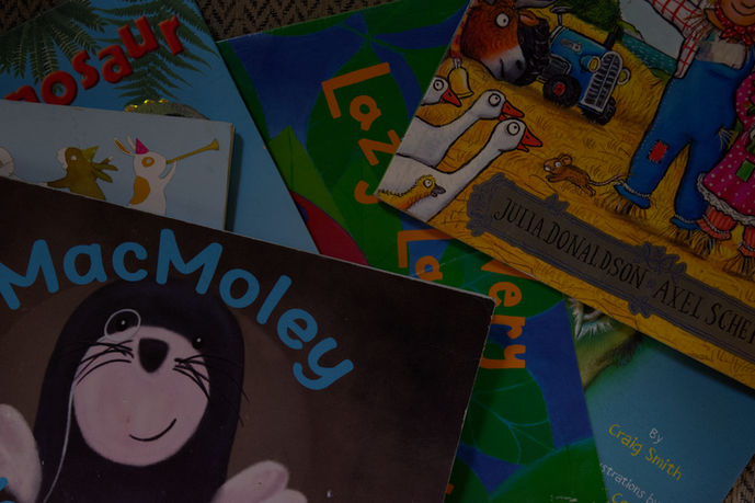 Collection of children's books including MacMoley