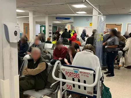 A busy Hospital Urgent Care Waiting Room