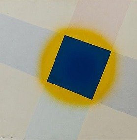 1966 Composition with Blue Square (Dedicated to Ivan Kliun) Tempera and gouache. 48.3 x 51.7 cm.
