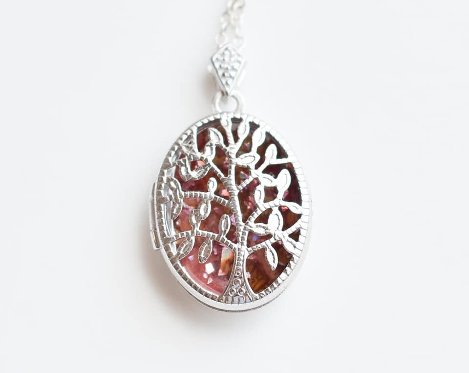 Thumbnail: Filigree Tree Of Life Locket Necklace