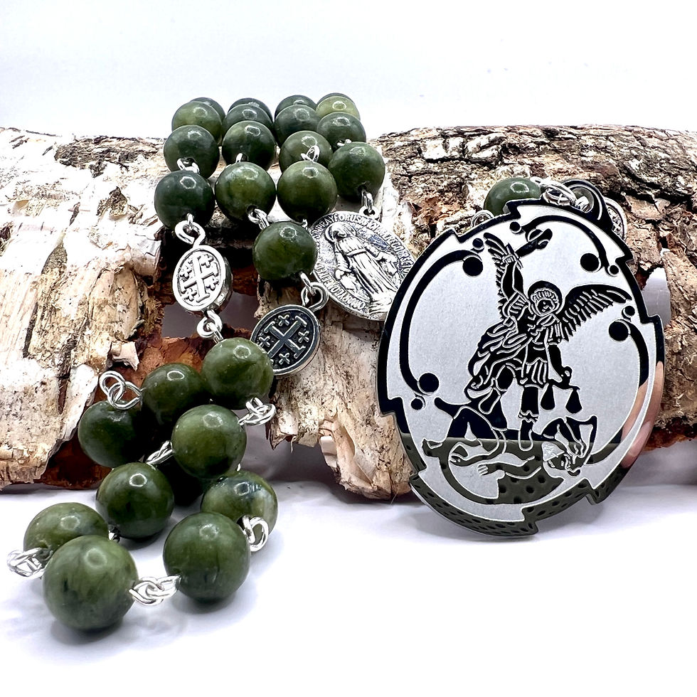 Thumbnail: Connemara Marble Archangel Michael rosary