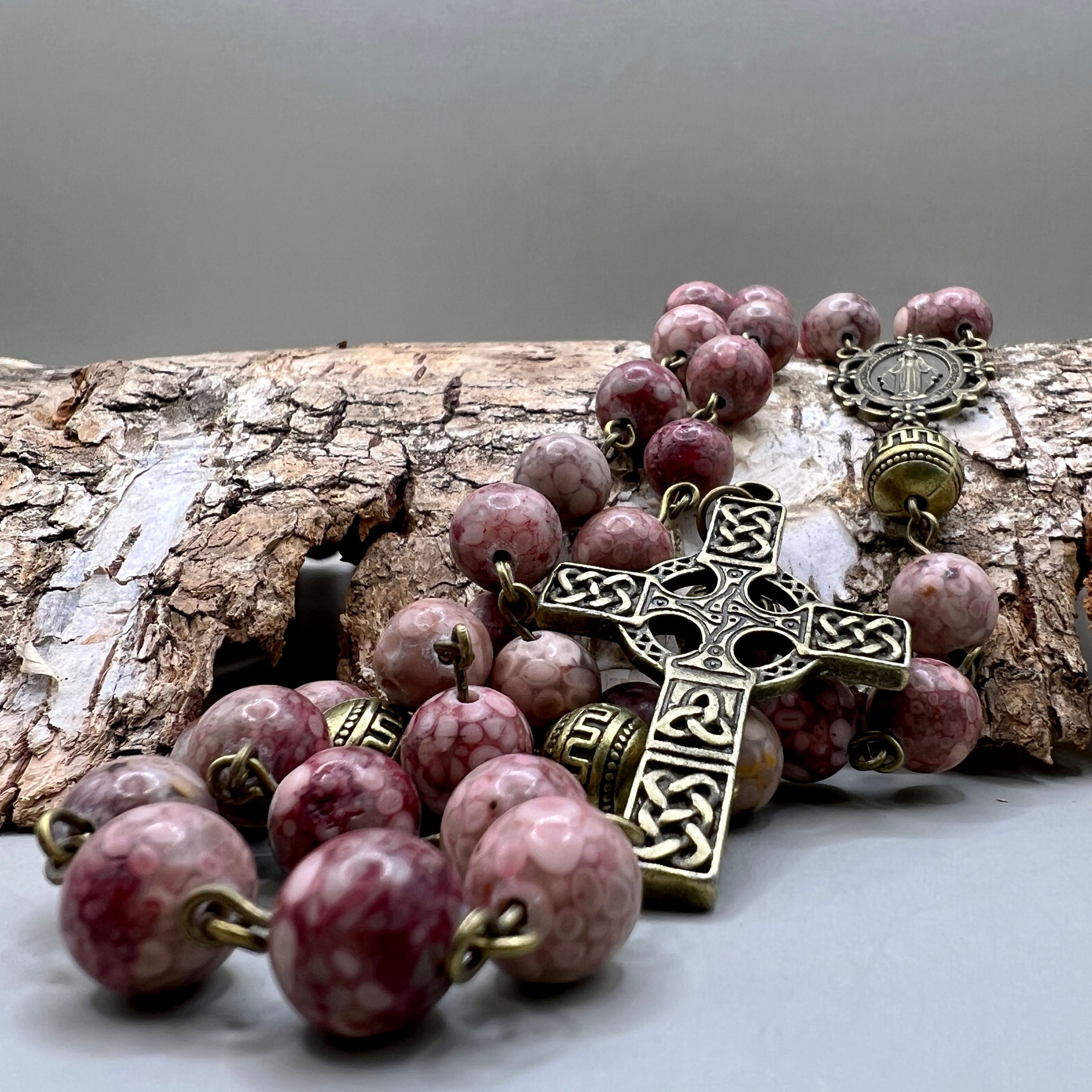 Chrysanthemum Stone Celtic Marian Rosary