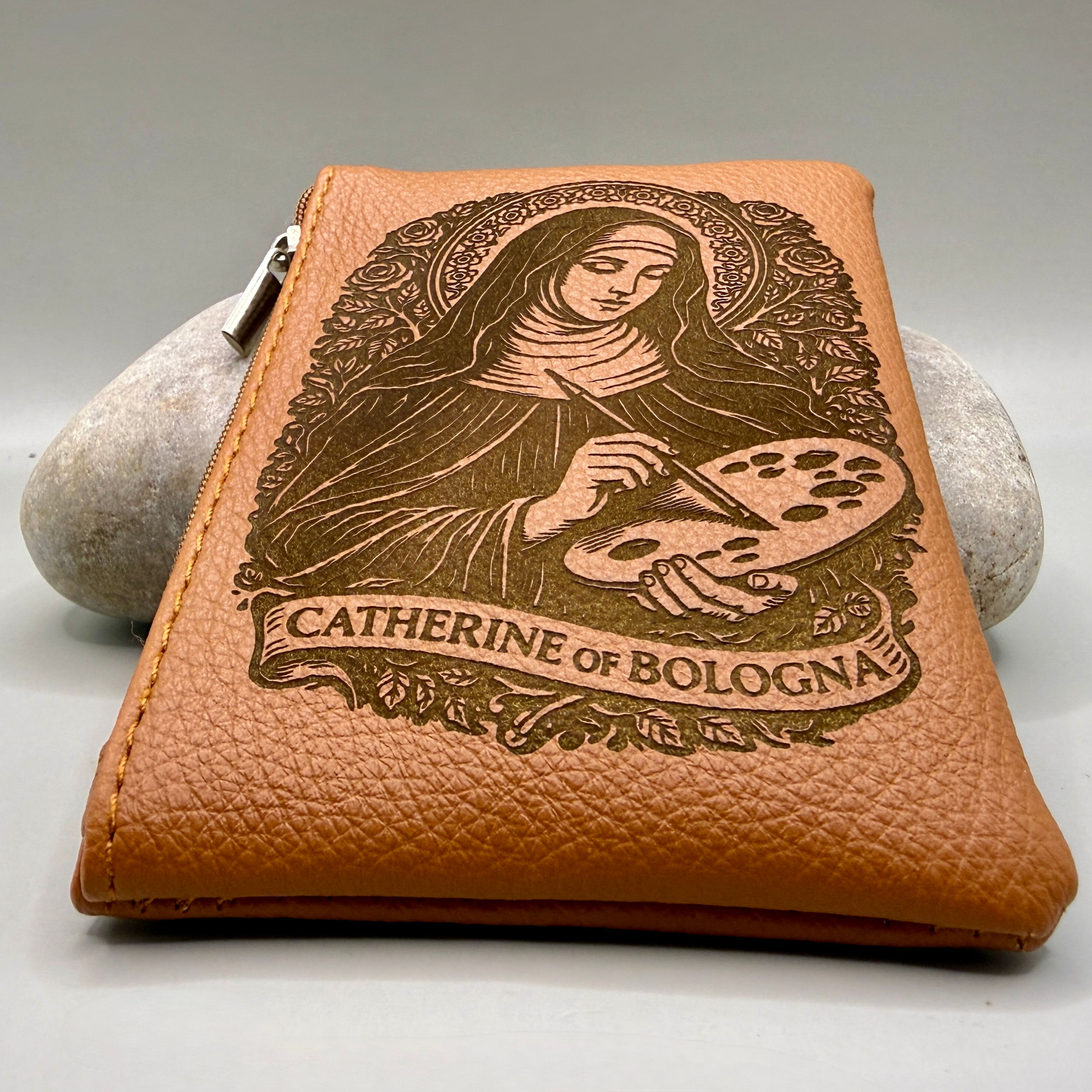 Saint Catherine of Bologna Engraved Rosary Pouch | Personalised Rosary Case