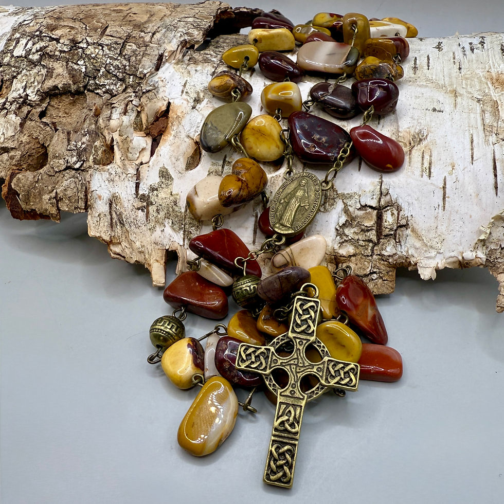 Thumbnail: Irregular Celtic Rosary Beads Mookaite Miraculous Medal