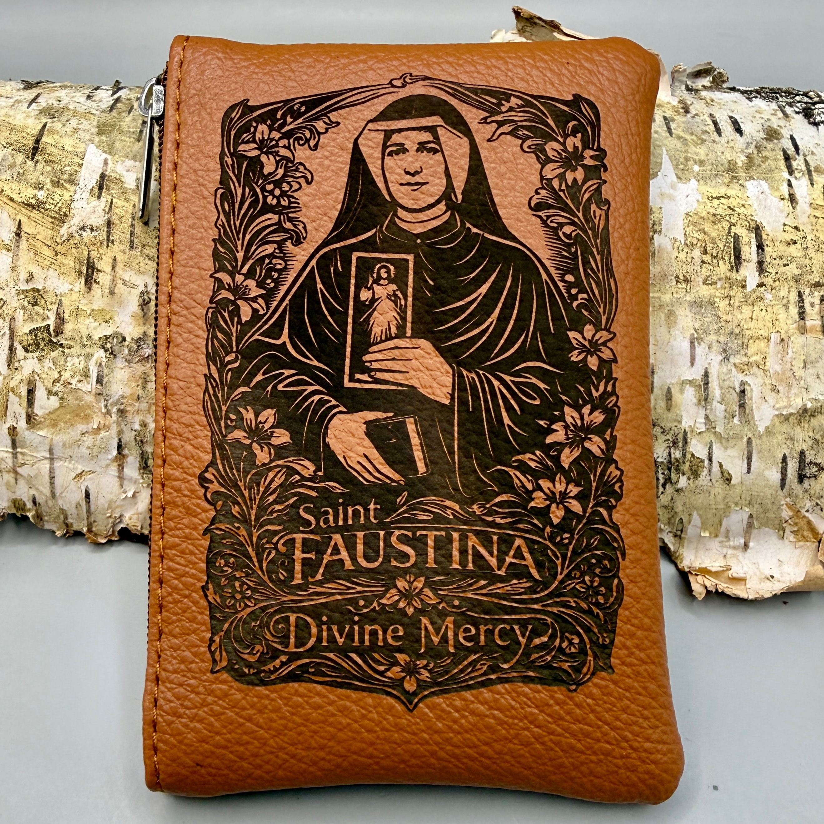 Divine Mercy Saint Faustina Engraved Rosary Pouch | Personalised Rosary C