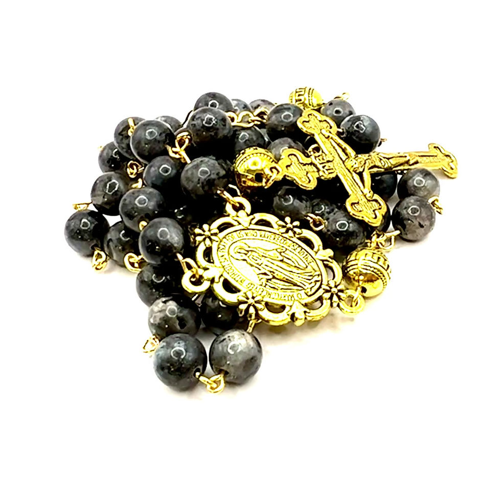 Thumbnail: Handmade Gothic Labradorite Dominican Cross Rosary