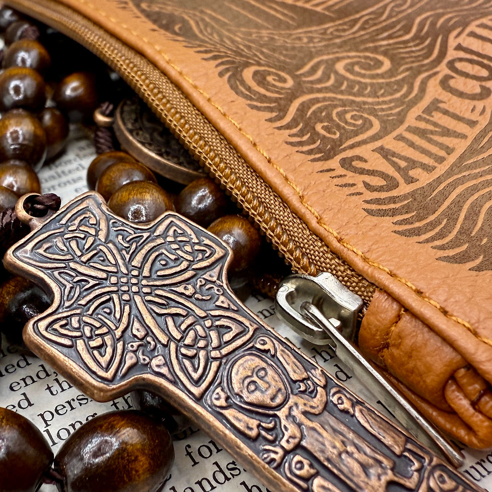Thumbnail: Saint Columba of Iona |Engraved Rosary Pouch | Personalised Rosary Case