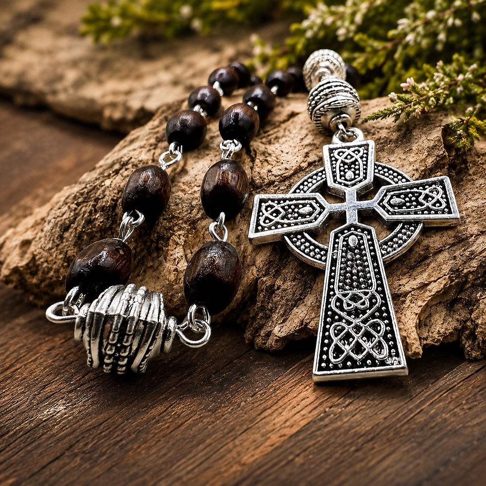 Thumbnail: Maple and Silver Celtic Anglican Rosary