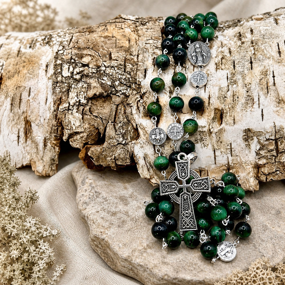 Thumbnail: Celtic Green Tigers Eye Rosary