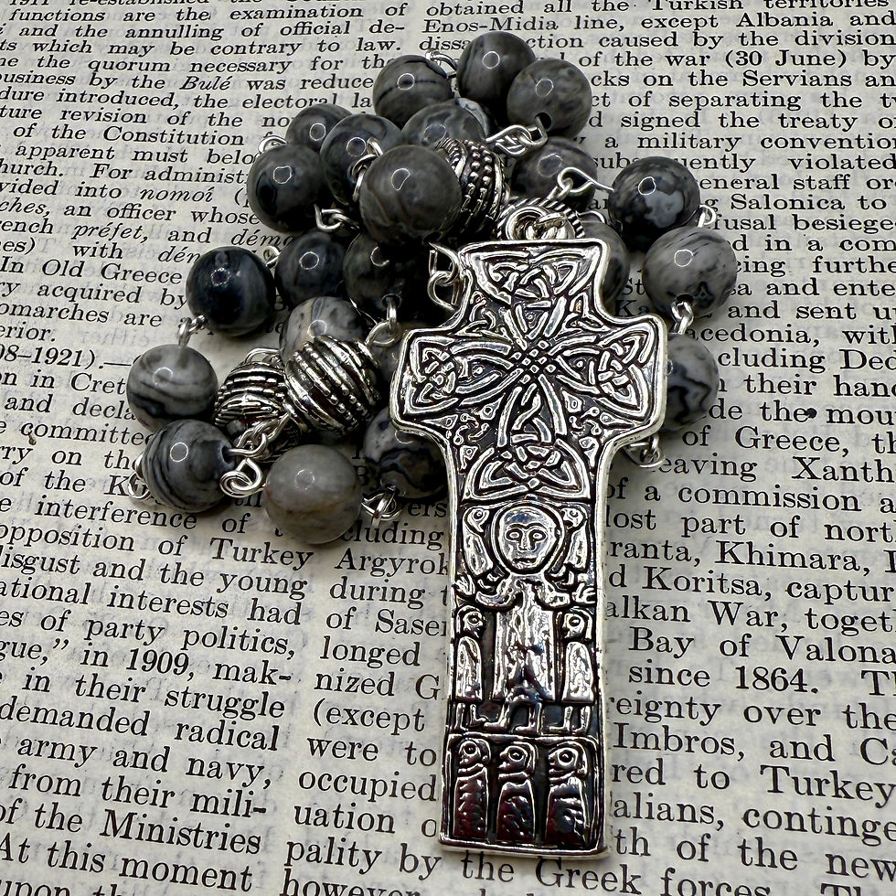 Thumbnail: Handmade Anglican Rosary Italian Marble | Carndonagh Cross Replica