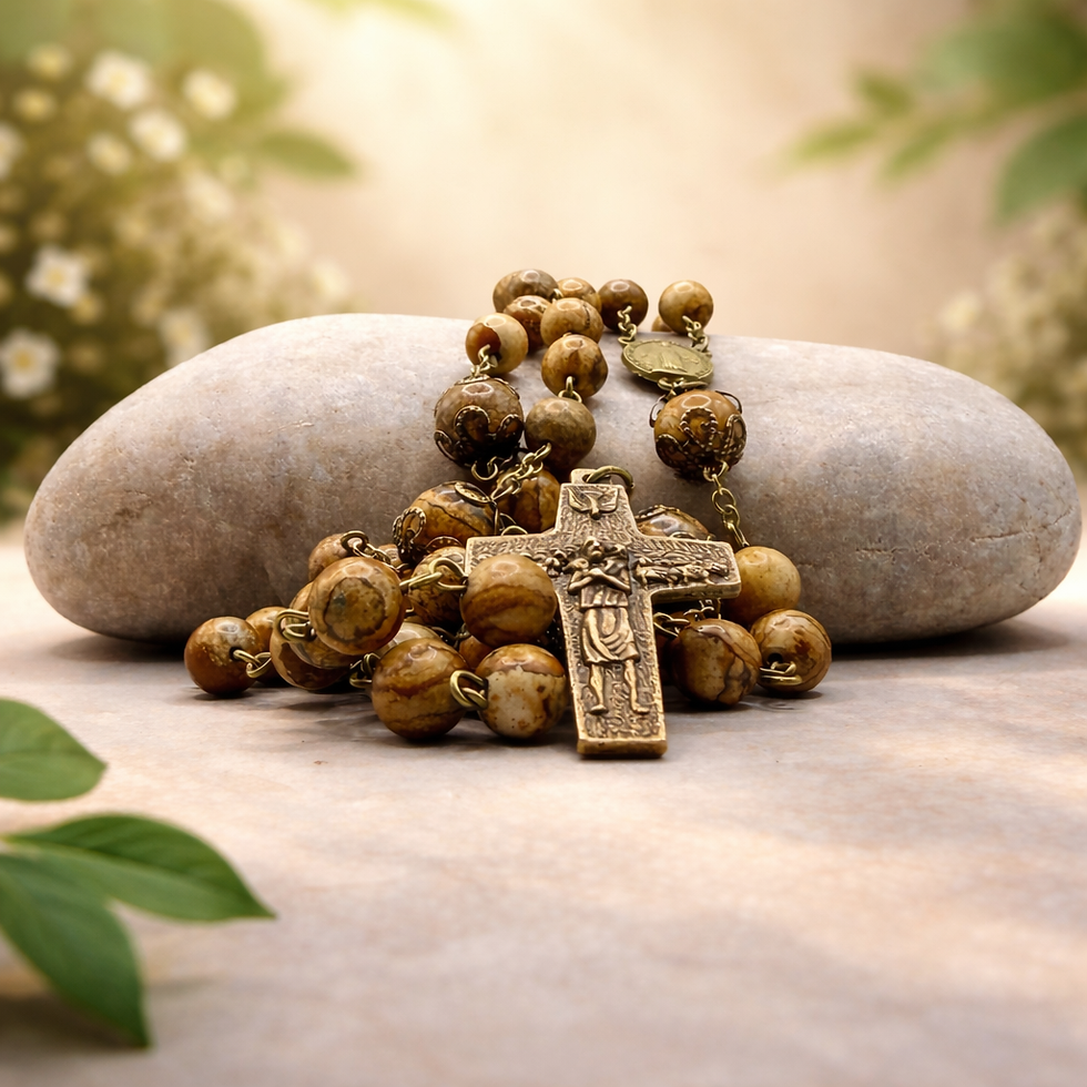 Thumbnail: Traditional Handmade Catholic Rosary with Pope Francis Pectoral Cross