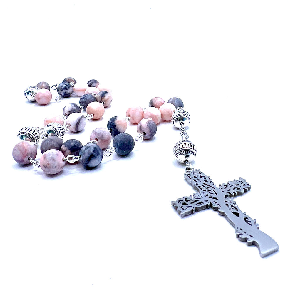 Thumbnail: Pink Marble and Steel Anglican Rosary