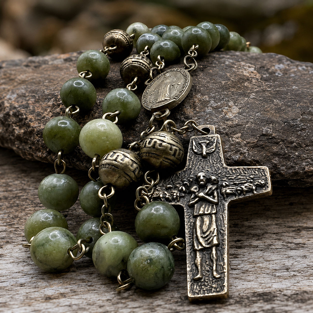 Jade Good Shepard Celtic Rosary