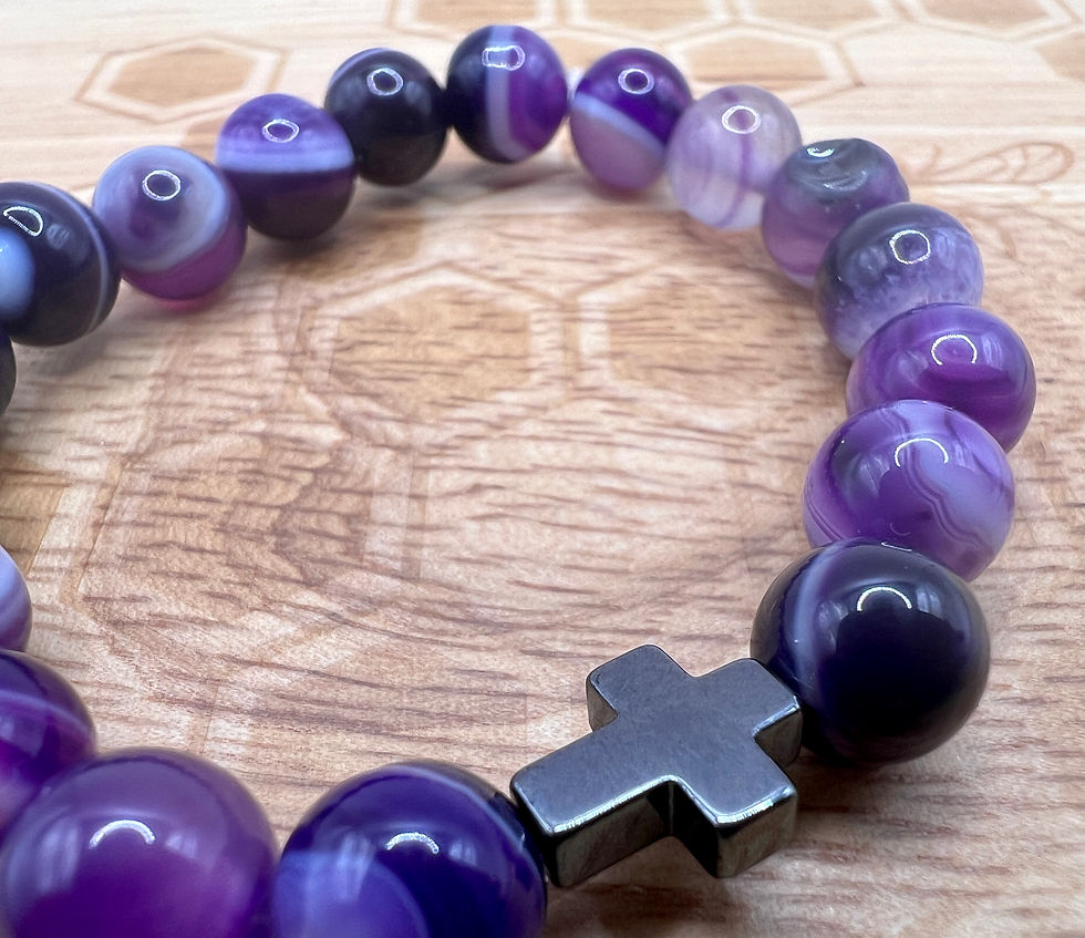 Thumbnail: Purple Agate Agate Stone and Hematite bracelet 