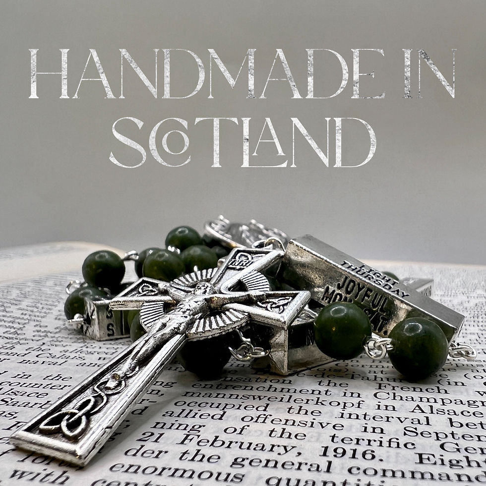 Thumbnail: Connemara Marble Celtic Cross Mysteries Rosary Beads