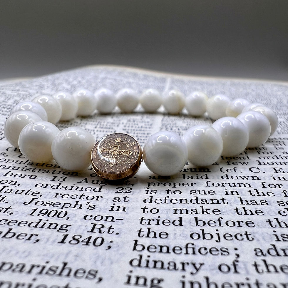 Thumbnail: Natural White Shell Saint Benedict Bracelet