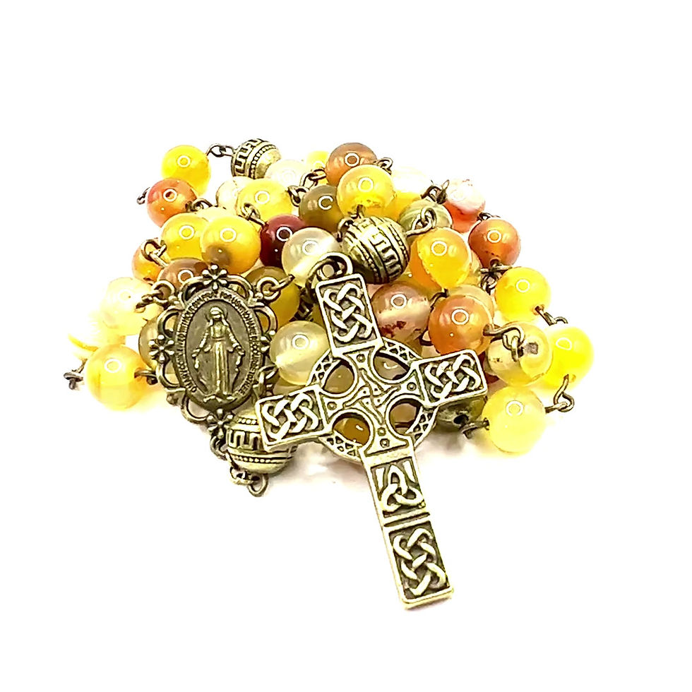 Thumbnail: Citrine and Brass Celtic Rosary