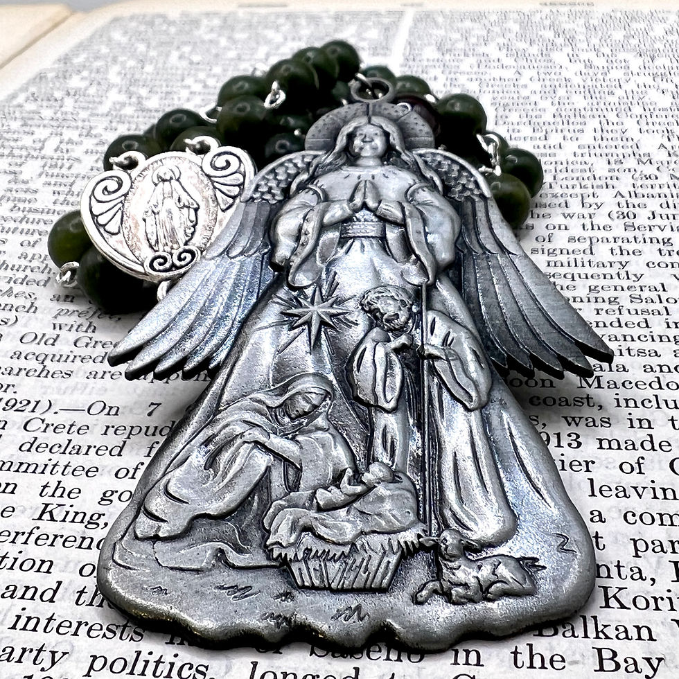 Thumbnail: Connemara Marble and Garnet Nativity Rosary